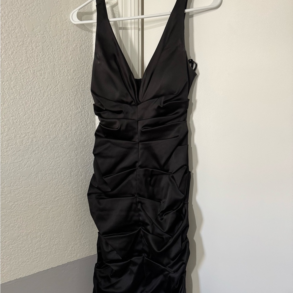 Elegant Black Ruched Dress